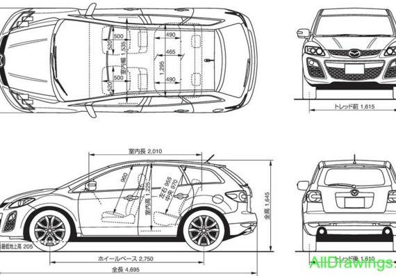 Mazda CX-7 (2009) (Мазда CX-7 (2009)) - чертежи (рисунки) автомобиля